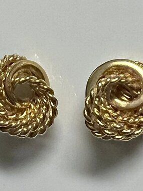 Monet 1980s vintage signed gold plated Braided Knot clip on earrings